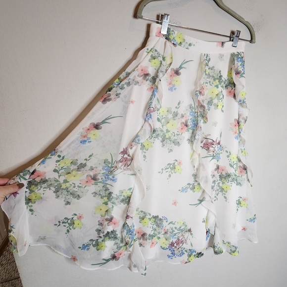 Ted Baker Lurissa Floral-Printed Ruffle Mini Skirt Ivory Size 4 (Ted Size 1) - Picture 14 of 16